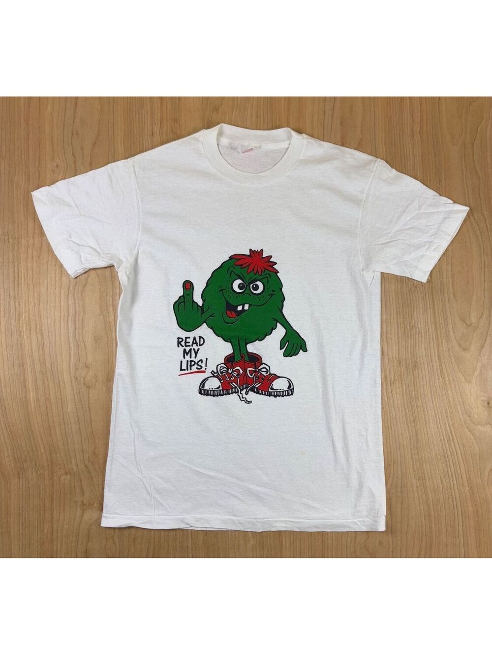 Vintage 80s Camacho Gerald Read My Lips shirt middle finger green monster skater